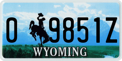WY license plate 09851Z
