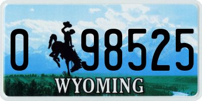 WY license plate 098525