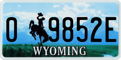 WY license plate 09852E