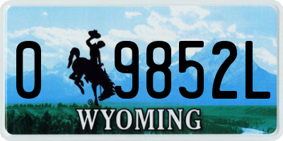 WY license plate 09852L