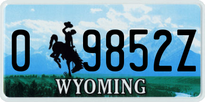 WY license plate 09852Z