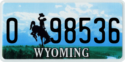 WY license plate 098536