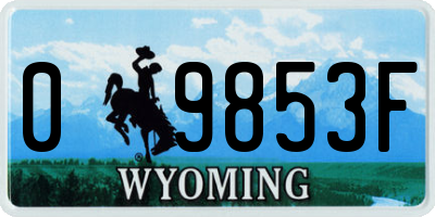 WY license plate 09853F