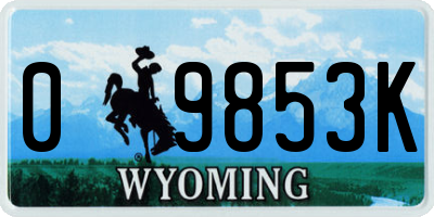 WY license plate 09853K