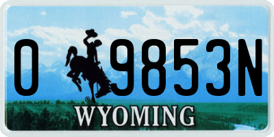 WY license plate 09853N