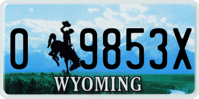 WY license plate 09853X