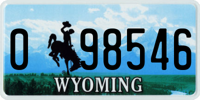WY license plate 098546