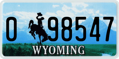 WY license plate 098547