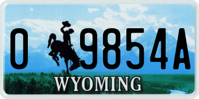 WY license plate 09854A