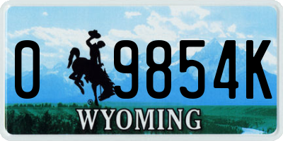 WY license plate 09854K