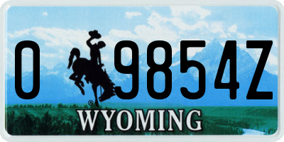 WY license plate 09854Z