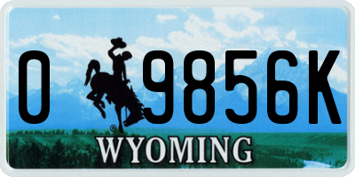WY license plate 09856K