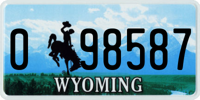 WY license plate 098587