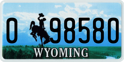 WY license plate 09858O
