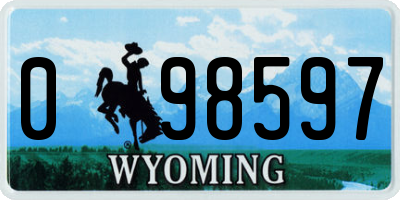 WY license plate 098597