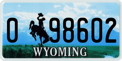 WY license plate 098602
