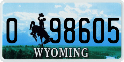 WY license plate 098605