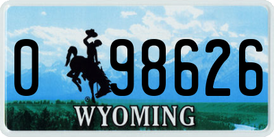 WY license plate 098626