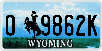 WY license plate 09862K