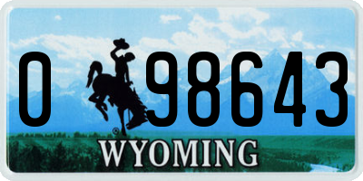 WY license plate 098643