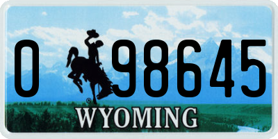 WY license plate 098645
