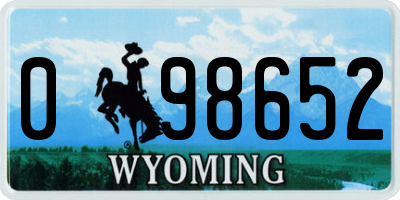 WY license plate 098652