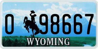 WY license plate 098667