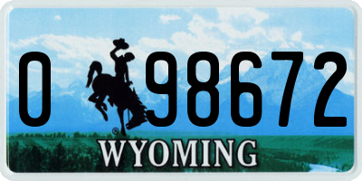 WY license plate 098672
