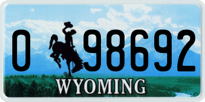 WY license plate 098692