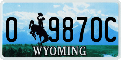WY license plate 09870C