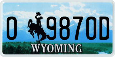 WY license plate 09870D
