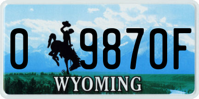 WY license plate 09870F
