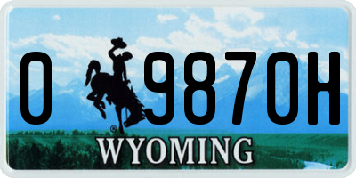 WY license plate 09870H