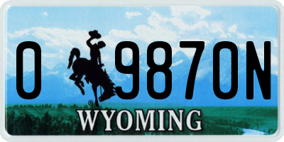 WY license plate 09870N
