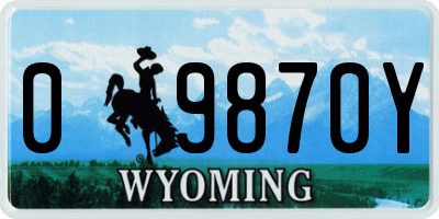 WY license plate 09870Y