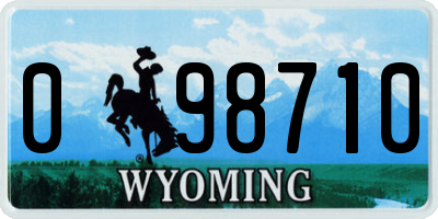 WY license plate 098710