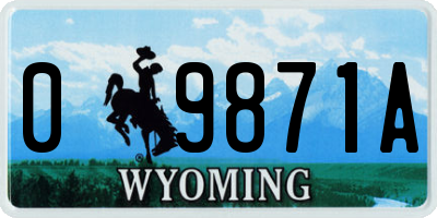 WY license plate 09871A