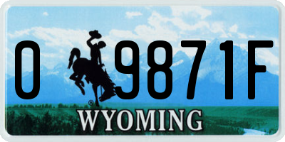 WY license plate 09871F