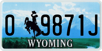 WY license plate 09871J