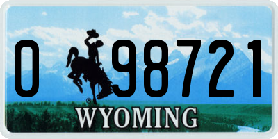 WY license plate 098721