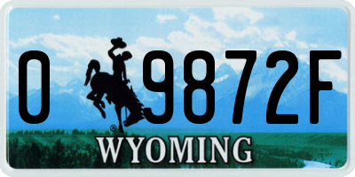 WY license plate 09872F
