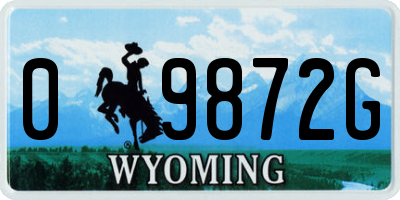 WY license plate 09872G