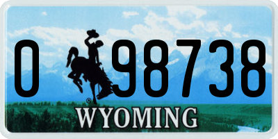 WY license plate 098738