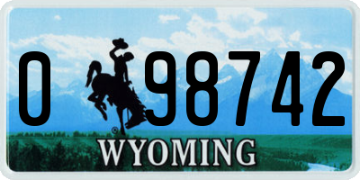WY license plate 098742