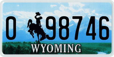 WY license plate 098746