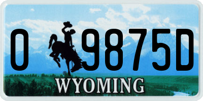 WY license plate 09875D
