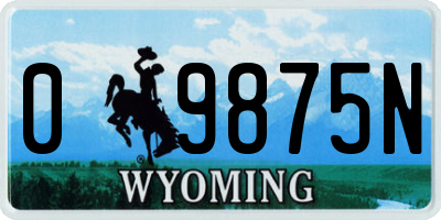 WY license plate 09875N