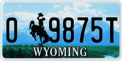 WY license plate 09875T