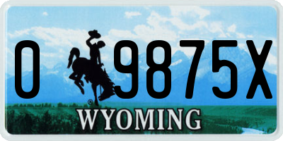 WY license plate 09875X