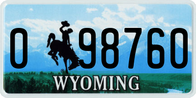 WY license plate 098760